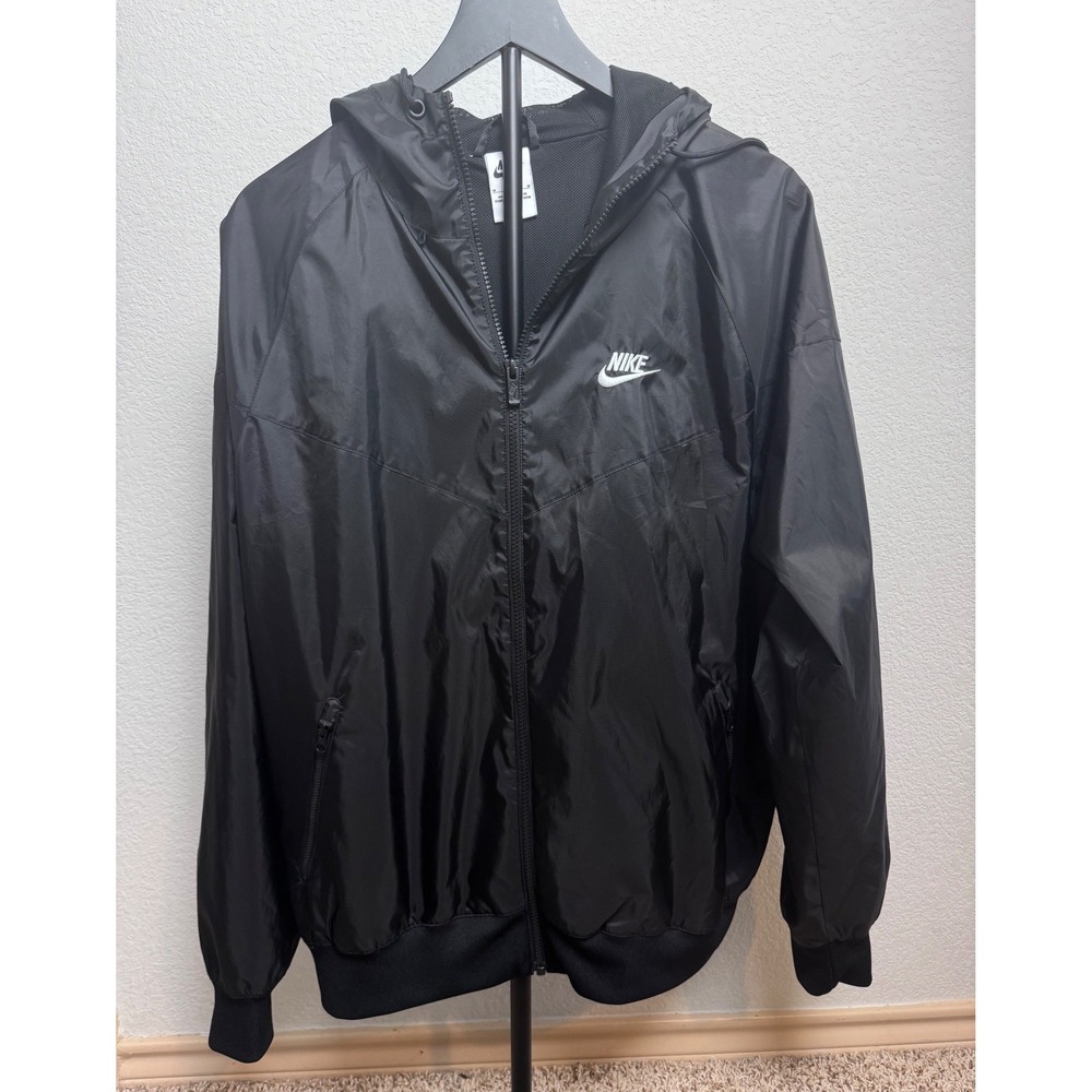 Nike Sportswear Windrunner Hooded Jacket Mens Medium Black Full Zip Windbreaker